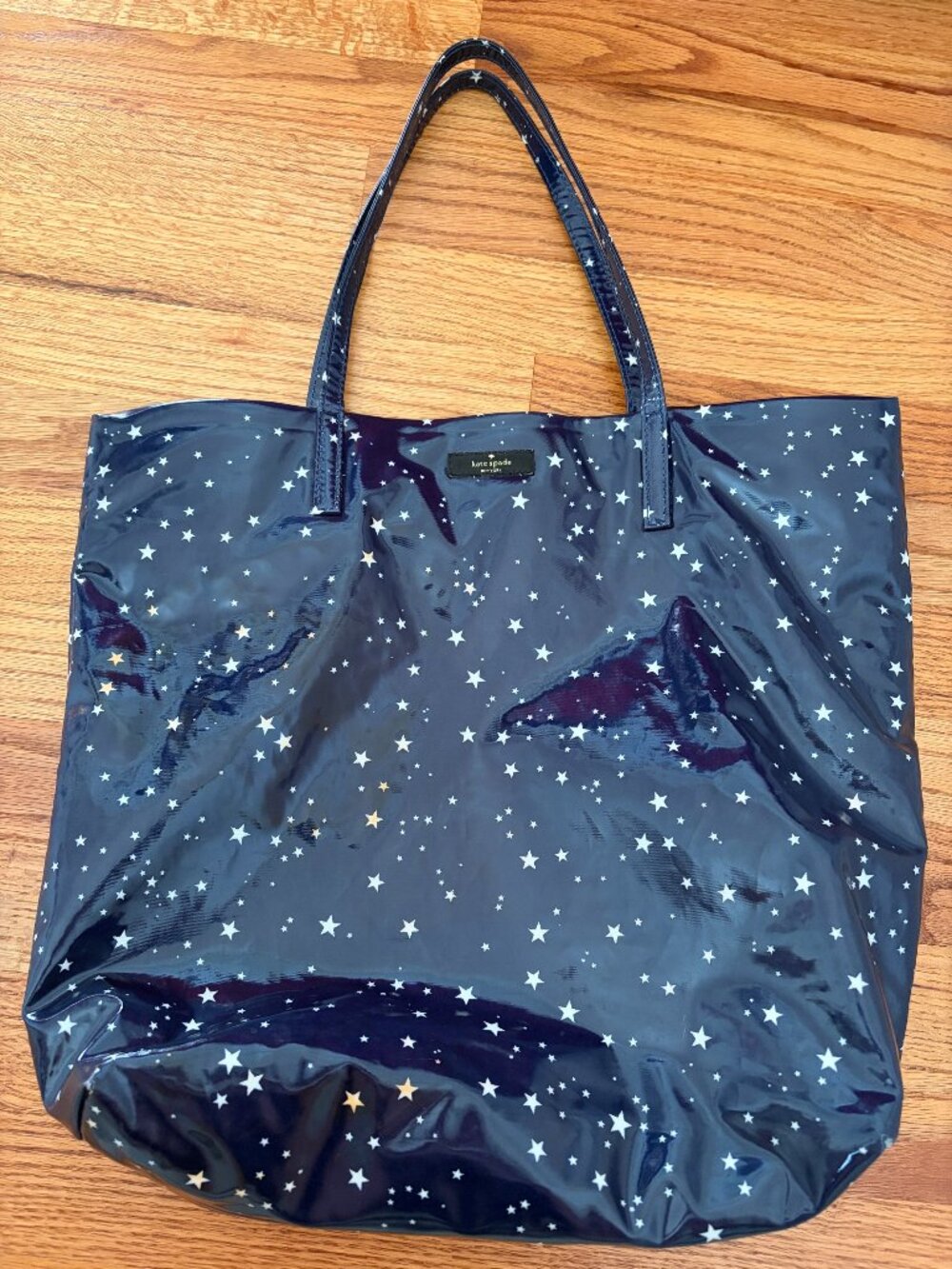 Kate Spade New York, Navy Vinyl Tote with White Stars